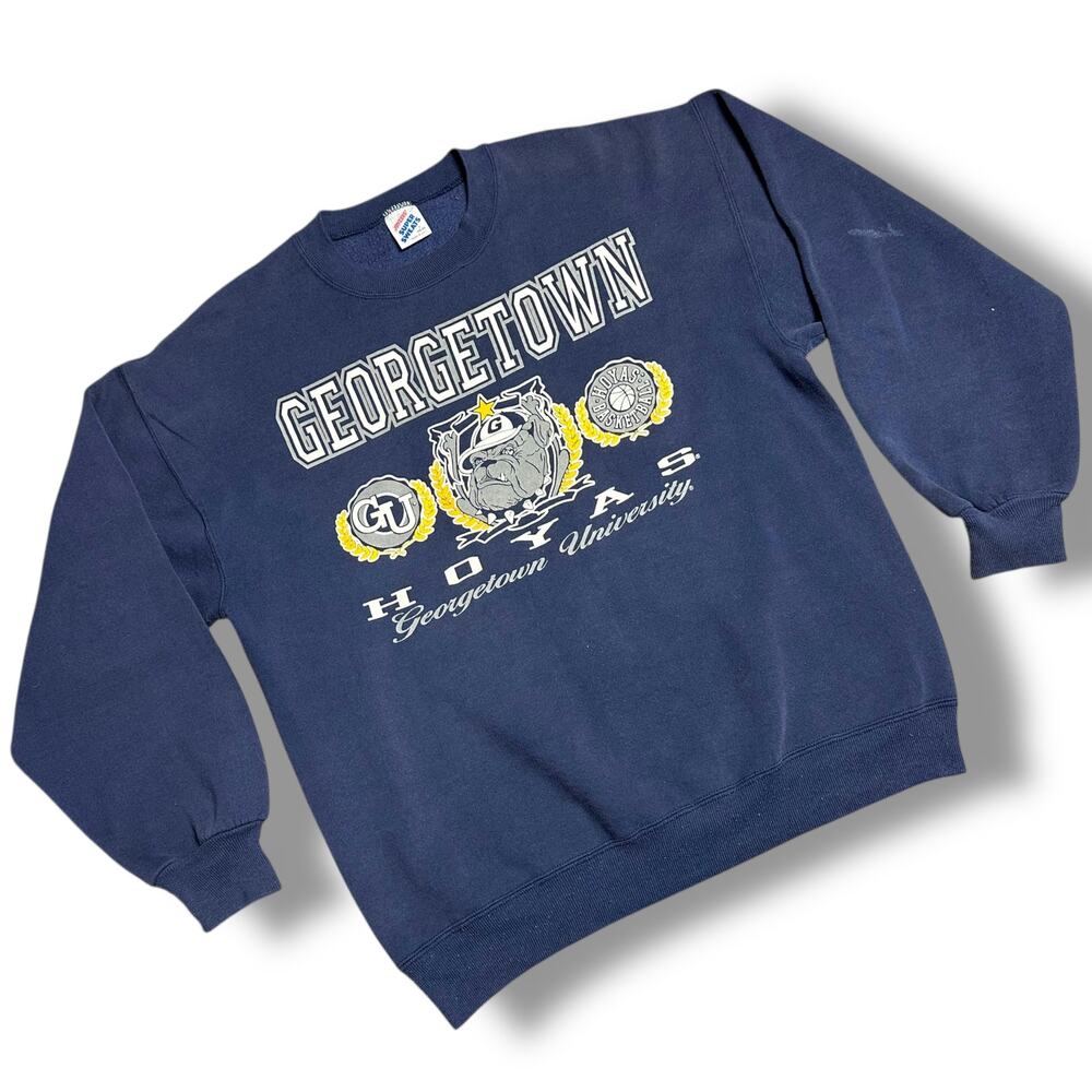 Vintage 80s Georgetown Hoyas Sweatshirt Navy Jerzees Super Sweats USA L